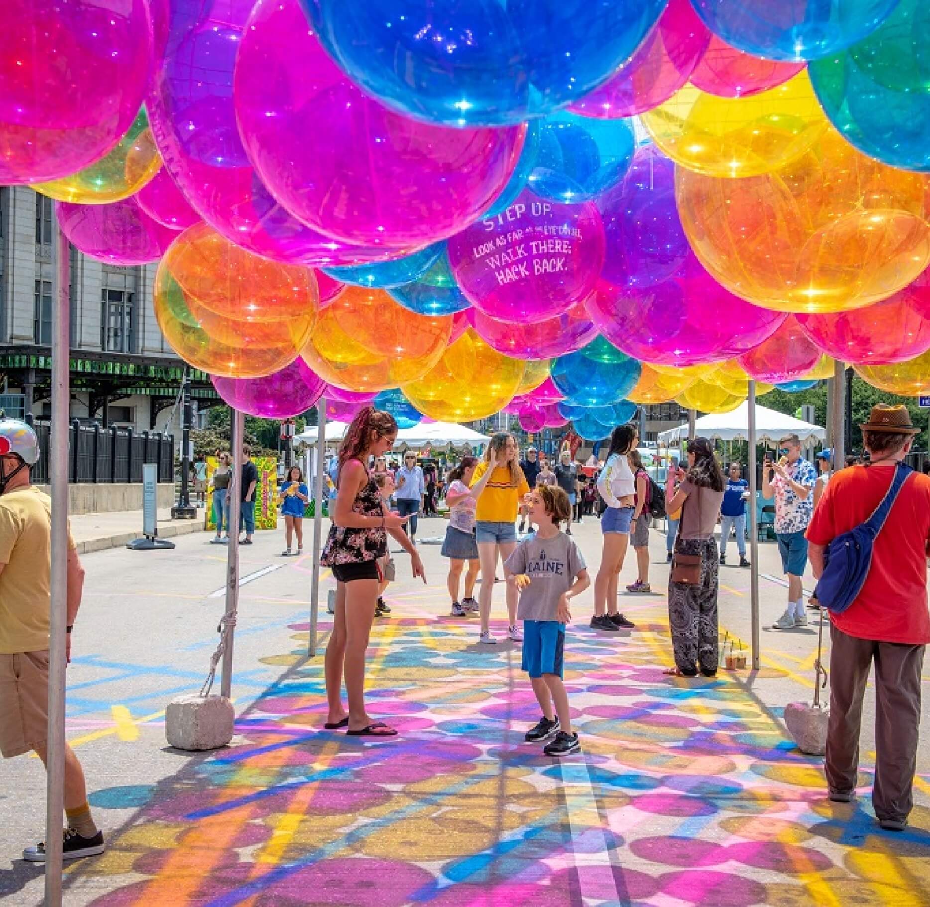 Colorful balloons at an Artscape exhibit